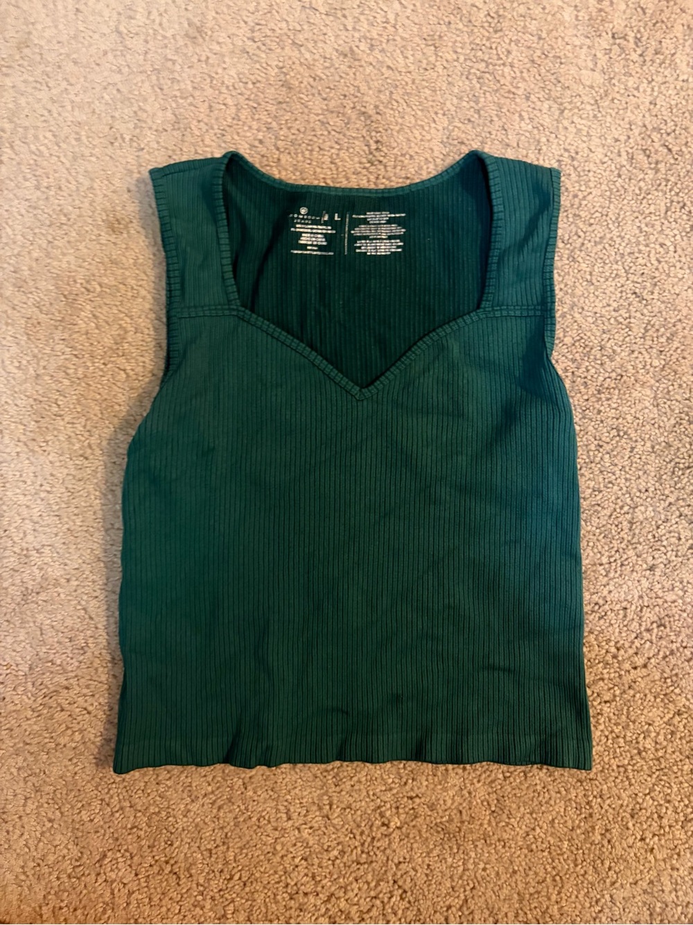 Boom Boom Jeans Deep Green Ribbed Scoop V-Neck Tank
